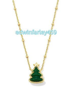 Holiday Tree Gold Short Pendant Necklace